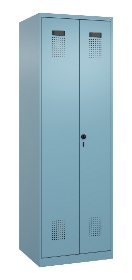 C+P Schwarz-Weiß-Spind Evolo PLUS 049012-20 mit Füßen 2 Abt.300mm Zylinder (HxBxT) 1850x600x500mm 0010/0010