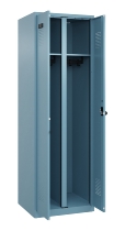 C+P Schwarz-Weiß-Spind Evolo PLUS 049012-20 mit Füßen 2 Abt.300mm Zylinder (HxBxT) 1850x600x500mm 0010/0010