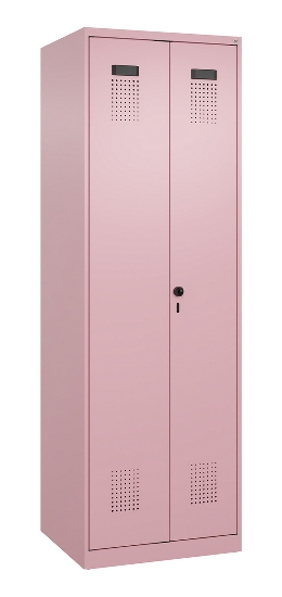 C+P Schwarz-Weiß-Spind Evolo PLUS 049012-20 mit Füßen 2 Abt.300mm Zylinder (HxBxT) 1850x600x500mm 0010/0010