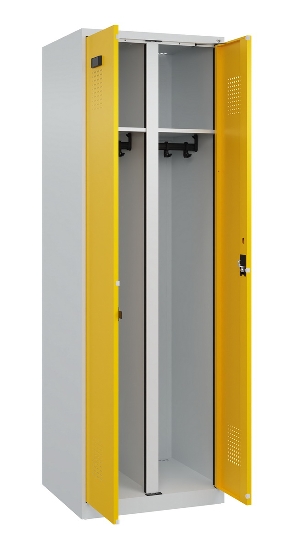 C+P Schwarz-Weiß-Spind Evolo PLUS 049002-22 bodenstehend 2 Abt.400mm Drehriegel (HxBxT) 1850x800x500mm 7035/6011