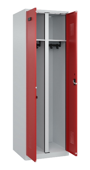 C+P Schwarz-Weiß-Spind Evolo PLUS 049002-22 bodenstehend 2 Abt.400mm Drehriegel (HxBxT) 1850x800x500mm 7035/6011