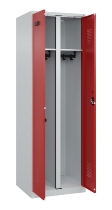 C+P Schwarz-Weiß-Spind Evolo PLUS 049002-22 bodenstehend 2 Abt.400mm Drehriegel (HxBxT) 1850x800x500mm 7035/6011
