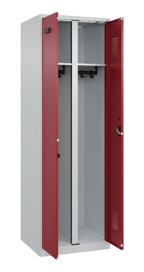 C+P Schwarz-Weiß-Spind Evolo PLUS 049002-22 bodenstehend 2 Abt.400mm Drehriegel (HxBxT) 1850x800x500mm 7035/6011