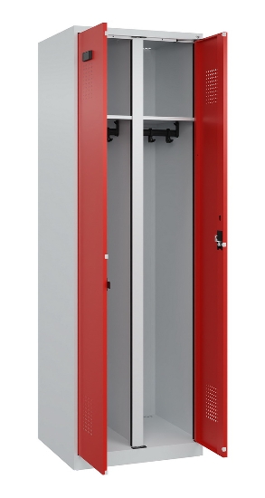 C+P Schwarz-Weiß-Spind Evolo PLUS 049002-22 bodenstehend 2 Abt.400mm Drehriegel (HxBxT) 1850x800x500mm 7035/6011