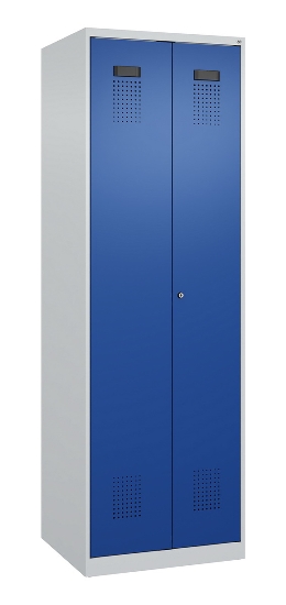 C+P Schwarz-Weiß-Spind Evolo PLUS 049002-22 bodenstehend 2 Abt.400mm Drehriegel (HxBxT) 1850x800x500mm 7035/6011
