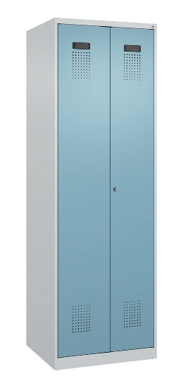 C+P Schwarz-Weiß-Spind Evolo PLUS 049002-22 bodenstehend 2 Abt.400mm Drehriegel (HxBxT) 1850x800x500mm 7035/6011