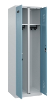 C+P Schwarz-Weiß-Spind Evolo PLUS 049002-22 bodenstehend 2 Abt.400mm Drehriegel (HxBxT) 1850x800x500mm 7035/6011