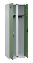 C+P Schwarz-Weiß-Spind Evolo PLUS 049002-22 bodenstehend 2 Abt.400mm Drehriegel (HxBxT) 1850x800x500mm 7035/6011