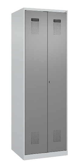 C+P Schwarz-Weiß-Spind Evolo PLUS 049002-22 bodenstehend 2 Abt.400mm Drehriegel (HxBxT) 1850x800x500mm 7035/6011