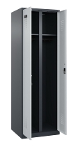 C+P Schwarz-Weiß-Spind Evolo PLUS 049002-22 bodenstehend 2 Abt.400mm Drehriegel (HxBxT) 1850x800x500mm 7035/6011