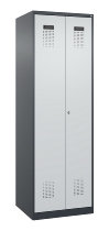 C+P Schwarz-Weiß-Spind Evolo PLUS 049002-22 bodenstehend 2 Abt.400mm Drehriegel (HxBxT) 1850x800x500mm 7035/6011