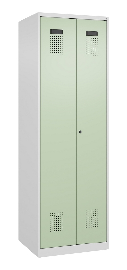 C+P Schwarz-Weiß-Spind Evolo PLUS 049002-22 bodenstehend 2 Abt.400mm Drehriegel (HxBxT) 1850x800x500mm 7035/6011