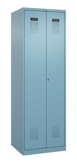 C+P Schwarz-Weiß-Spind Evolo PLUS 049012-20 mit Füßen 2 Abt.300mm Zylinder (HxBxT) 1850x600x500mm 0010/0010