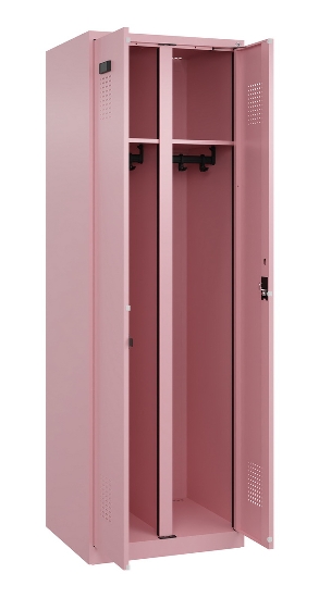 C+P Schwarz-Weiß-Spind Evolo PLUS 049012-20 mit Füßen 2 Abt.300mm Zylinder (HxBxT) 1850x600x500mm 0010/0010