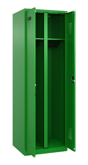C+P Schwarz-Weiß-Spind Evolo PLUS 049012-20 mit Füßen 2 Abt.300mm Zylinder (HxBxT) 1850x600x500mm 0010/0010