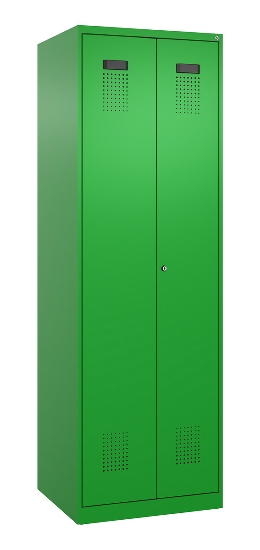C+P Schwarz-Weiß-Spind Evolo PLUS 049012-20 mit Füßen 2 Abt.300mm Zylinder (HxBxT) 1850x600x500mm 0010/0010