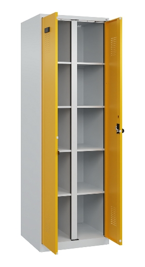 C+P Wäsche-Spind Evolo PLUS 049012-22B mit Füßen 2 Abt.je 400mm Zylinder (HxBxT) 1950x800x500mm 7035/3000