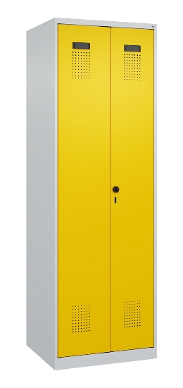 C+P Wäsche-Spind Evolo PLUS 049012-22B mit Füßen 2 Abt.je 400mm Zylinder (HxBxT) 1950x800x500mm 7035/3000