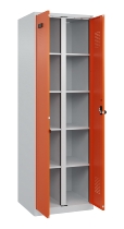 C+P Wäsche-Spind Evolo PLUS 049012-22B mit Füßen 2 Abt.je 400mm Zylinder (HxBxT) 1950x800x500mm 7035/3000