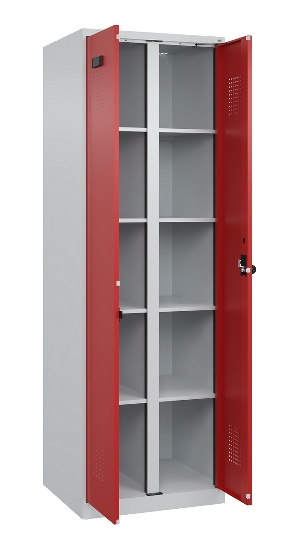 C+P Wäsche-Spind Evolo PLUS 049012-22B mit Füßen 2 Abt.je 400mm Zylinder (HxBxT) 1950x800x500mm 7035/3000