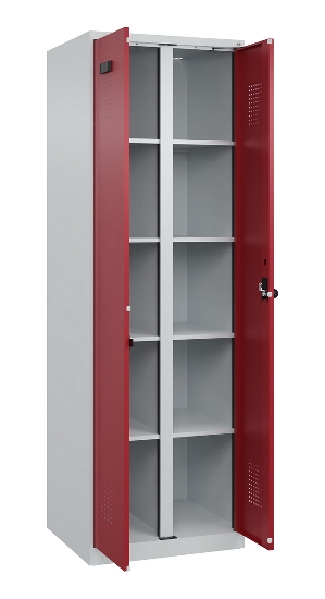 C+P Wäsche-Spind Evolo PLUS 049012-22B mit Füßen 2 Abt.je 400mm Zylinder (HxBxT) 1950x800x500mm 7035/3000