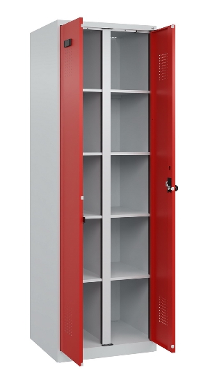 C+P Wäsche-Spind Evolo PLUS 049012-22B mit Füßen 2 Abt.je 400mm Zylinder (HxBxT) 1950x800x500mm 7035/3000