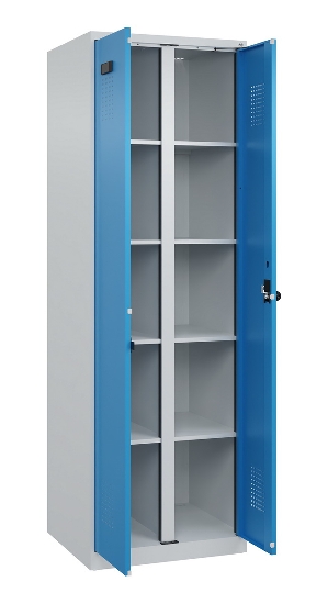 C+P Wäsche-Spind Evolo PLUS 049012-22B mit Füßen 2 Abt.je 400mm Zylinder (HxBxT) 1950x800x500mm 7035/3000