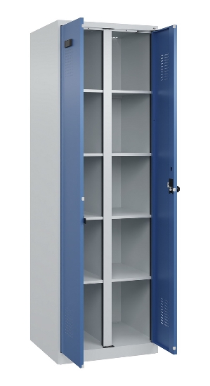 C+P Wäsche-Spind Evolo PLUS 049012-22B mit Füßen 2 Abt.je 400mm Zylinder (HxBxT) 1950x800x500mm 7035/3000
