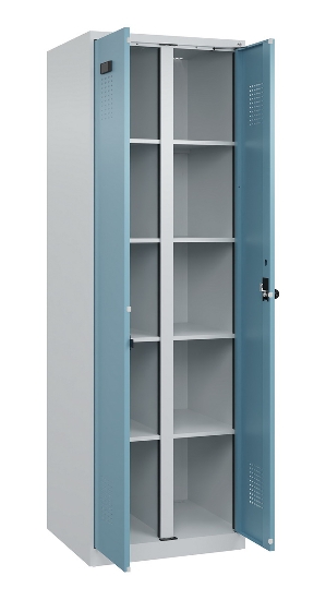 C+P Wäsche-Spind Evolo PLUS 049012-22B mit Füßen 2 Abt.je 400mm Zylinder (HxBxT) 1950x800x500mm 7035/3000