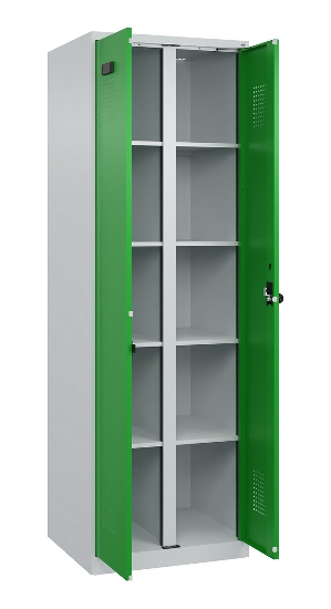 C+P Wäsche-Spind Evolo PLUS 049012-22B mit Füßen 2 Abt.je 400mm Zylinder (HxBxT) 1950x800x500mm 7035/3000
