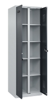C+P Wäsche-Spind Evolo PLUS 049012-22B mit Füßen 2 Abt.je 400mm Zylinder (HxBxT) 1950x800x500mm 7035/3000