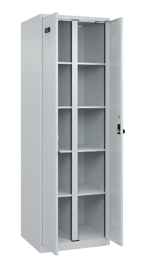 C+P Wäsche-Spind Evolo PLUS 049012-22B mit Füßen 2 Abt.je 400mm Zylinder (HxBxT) 1950x800x500mm 7035/3000