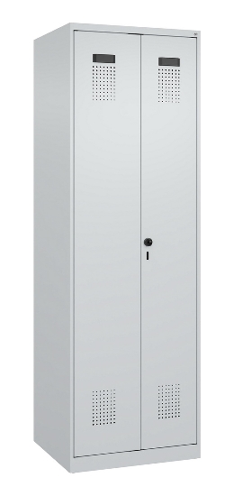C+P Wäsche-Spind Evolo PLUS 049012-22B mit Füßen 2 Abt.je 400mm Zylinder (HxBxT) 1950x800x500mm 7035/3000