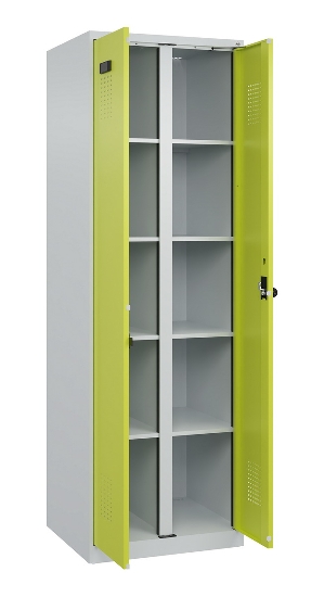 C+P Wäsche-Spind Evolo PLUS 049012-22B mit Füßen 2 Abt.je 400mm Zylinder (HxBxT) 1950x800x500mm 7035/3000