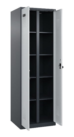 C+P Wäsche-Spind Evolo PLUS 049012-22B mit Füßen 2 Abt.je 400mm Zylinder (HxBxT) 1950x800x500mm 7035/3000