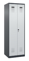 C+P Wäsche-Spind Evolo PLUS 049012-22B mit Füßen 2 Abt.je 400mm Zylinder (HxBxT) 1950x800x500mm 7035/3000