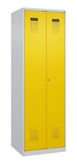 C+P Wäsche-Spind Evolo PLUS 049012-22B mit Füßen 2 Abt.je 400mm Zylinder (HxBxT) 1950x800x500mm 7035/3000