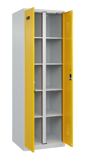 C+P Wäsche-Spind Evolo PLUS 049012-22B mit Füßen 2 Abt.je 400mm Zylinder (HxBxT) 1950x800x500mm 7035/3000