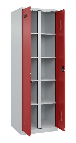C+P Wäsche-Spind Evolo PLUS 049012-22B mit Füßen 2 Abt.je 400mm Zylinder (HxBxT) 1950x800x500mm 7035/3000