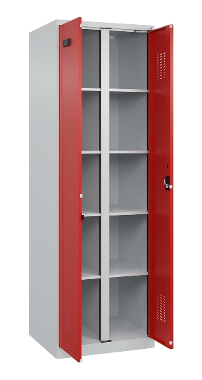 C+P Wäsche-Spind Evolo PLUS 049012-22B mit Füßen 2 Abt.je 400mm Zylinder (HxBxT) 1950x800x500mm 7035/3000