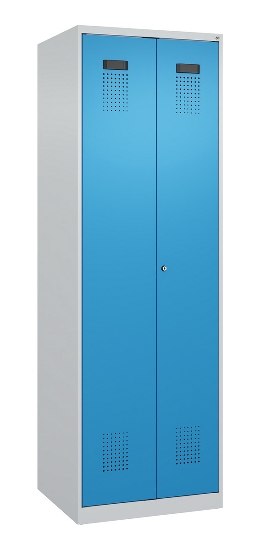 C+P Wäsche-Spind Evolo PLUS 049012-22B mit Füßen 2 Abt.je 400mm Zylinder (HxBxT) 1950x800x500mm 7035/3000
