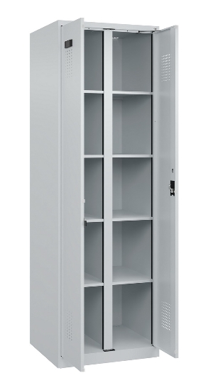 C+P Wäsche-Spind Evolo PLUS 049012-22B mit Füßen 2 Abt.je 400mm Zylinder (HxBxT) 1950x800x500mm 7035/3000