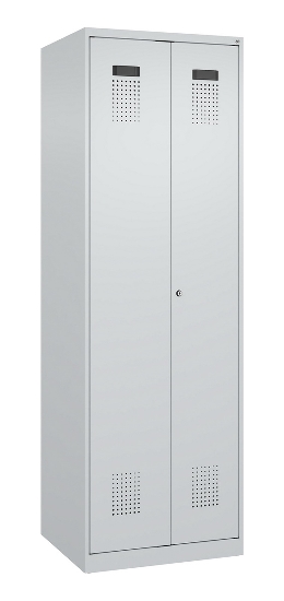 C+P Wäsche-Spind Evolo PLUS 049012-22B mit Füßen 2 Abt.je 400mm Zylinder (HxBxT) 1950x800x500mm 7035/3000