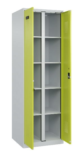 C+P Wäsche-Spind Evolo PLUS 049012-22B mit Füßen 2 Abt.je 400mm Zylinder (HxBxT) 1950x800x500mm 7035/3000
