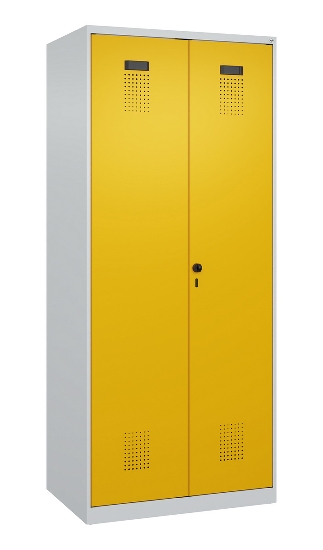 C+P Schwarz-Weiß-Spind Evolo PLUS 049002-22 bodenstehend 2 Abt.400mm Drehriegel (HxBxT) 1850x800x500mm 7035/6011