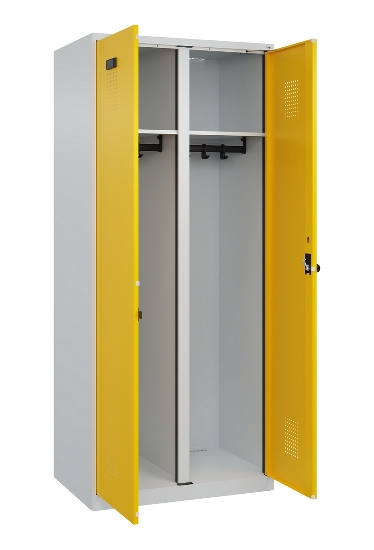 C+P Schwarz-Weiß-Spind Evolo PLUS 049002-22 bodenstehend 2 Abt.400mm Drehriegel (HxBxT) 1850x800x500mm 7035/6011