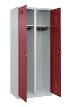C+P Schwarz-Weiß-Spind Evolo PLUS 049002-22 bodenstehend 2 Abt.400mm Drehriegel (HxBxT) 1850x800x500mm 7035/6011