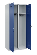 C+P Schwarz-Weiß-Spind Evolo PLUS 049002-22 bodenstehend 2 Abt.400mm Drehriegel (HxBxT) 1850x800x500mm 7035/6011