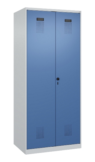 C+P Schwarz-Weiß-Spind Evolo PLUS 049002-22 bodenstehend 2 Abt.400mm Drehriegel (HxBxT) 1850x800x500mm 7035/6011