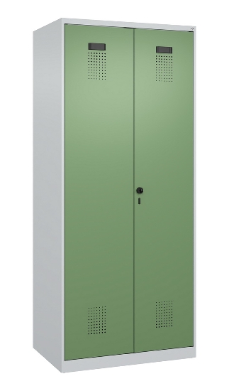 C+P Schwarz-Weiß-Spind Evolo PLUS 049002-22 bodenstehend 2 Abt.400mm Drehriegel (HxBxT) 1850x800x500mm 7035/6011